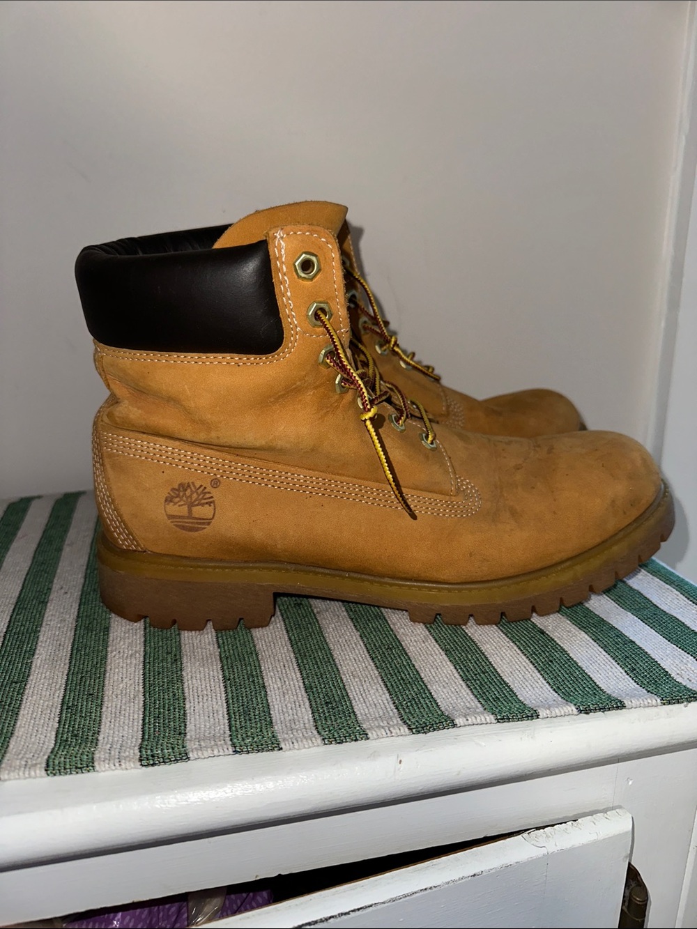 Timberland Wheat Nubuck Men’s Work Boot with Dark Brown Collar